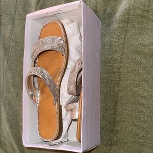 TOP Moda Women's Sparkling Silver Sandals